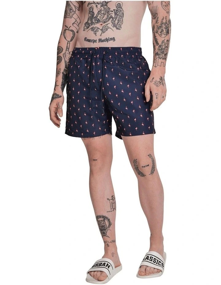 Wholesale ๐ Urban Classics Flamingo Pattern Swim Shorts In Navy โ๏ธ 1 Wholesale ๐ Urban Classics Flamingo Pattern Swim Shorts In Navy โ๏ธ