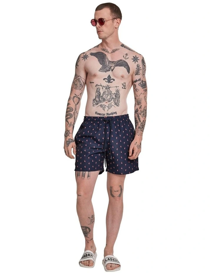 Wholesale ๐ Urban Classics Flamingo Pattern Swim Shorts In Navy โ๏ธ 2 Wholesale ๐ Urban Classics Flamingo Pattern Swim Shorts In Navy โ๏ธ - Image 2
