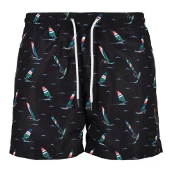 Outlet ✨ Urban Classics Surf Pattern Swim Shorts In Black 😍 -KSCY Shop unnamed file 1135
