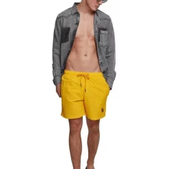 Best Sale 💯 Urban Classics Block Swim Shorts In Chrome Yellow 👏