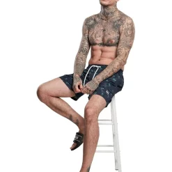 Best Sale ❤️ Urban Classics Island Pattern Swim Shorts In Navy 🔔