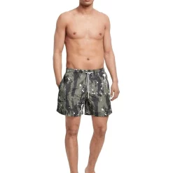Coupon 😉 Urban Classics White Dot Camo Pattern Swim Shorts In Green ✨