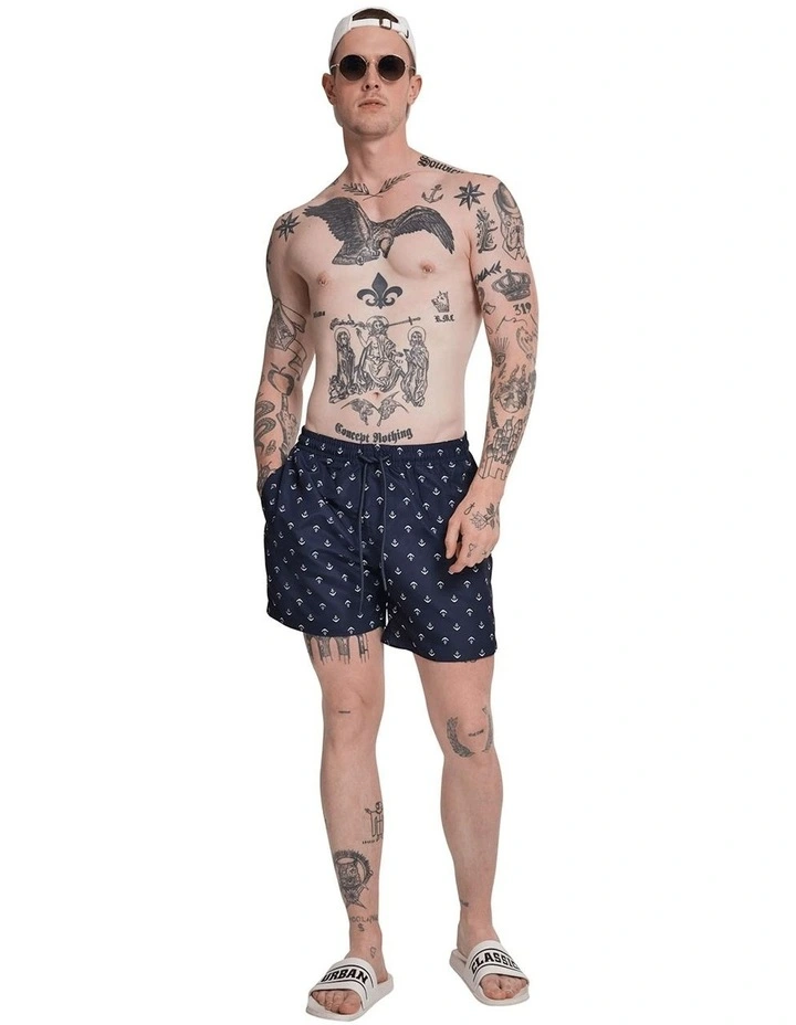 Cheap π Urban Classics Anchor Pattern Swim Shorts In Navy π 1 Cheap π Urban Classics Anchor Pattern Swim Shorts In Navy π