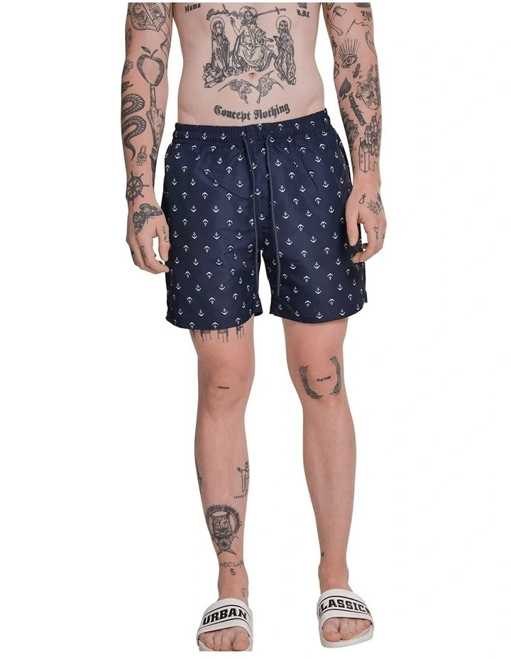 Cheap π Urban Classics Anchor Pattern Swim Shorts In Navy π 2 Cheap π Urban Classics Anchor Pattern Swim Shorts In Navy π - Image 2