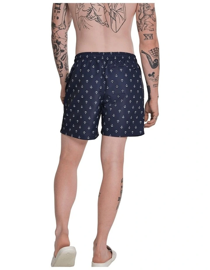 Cheap π Urban Classics Anchor Pattern Swim Shorts In Navy π 3 Cheap π Urban Classics Anchor Pattern Swim Shorts In Navy π - Image 3