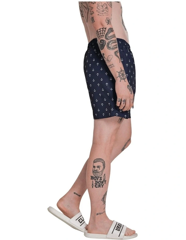 Cheap π Urban Classics Anchor Pattern Swim Shorts In Navy π 4 Cheap π Urban Classics Anchor Pattern Swim Shorts In Navy π - Image 4