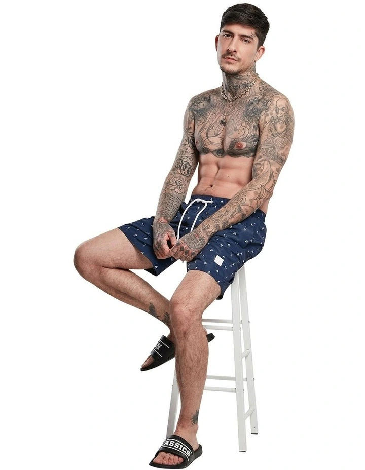 Best Pirce π Urban Classics Pattern Swim Shorts In Blue π 4 Best Pirce π Urban Classics Pattern Swim Shorts In Blue π - Image 4