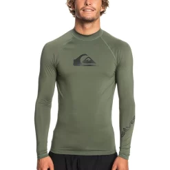 Hot Sale 😉 Quiksilver All Time Long Sleeve Upf 50 Rash Vest In Thyme 🌟