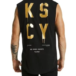Brand new 😀 KSCY No Saints Dual Scoop Muscle Tee In Black 🔔