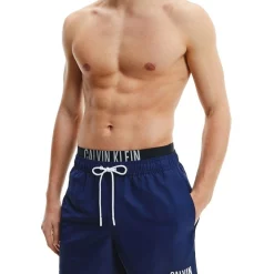 Hot Sale 🧨 Calvin Klein Intense Power Waistband Medium Swimshort In Navy ⭐