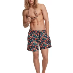 New 😉 Urban Classics Tropical Pattern Swim Shorts In Multi 🤩